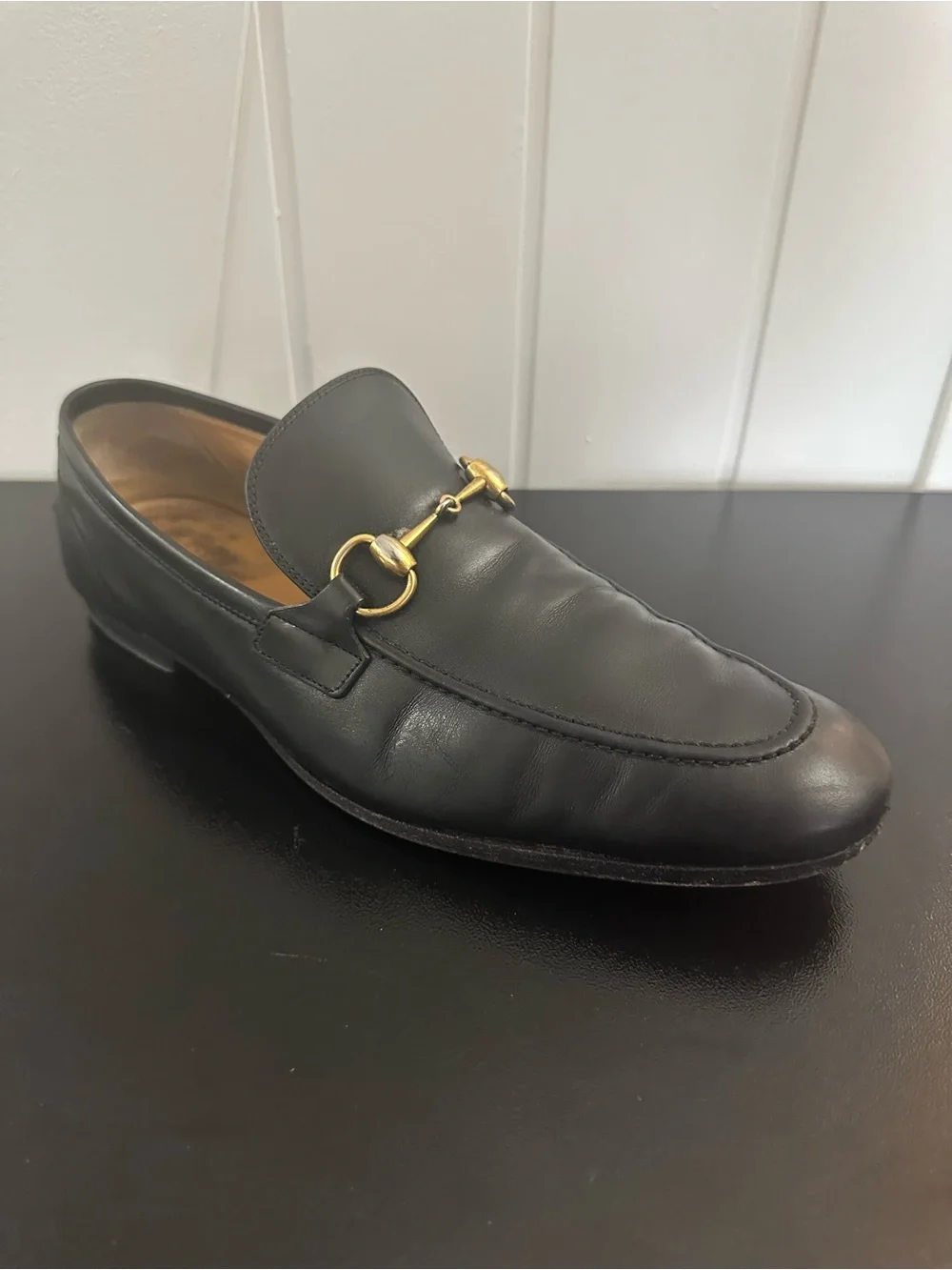 GUCCI Jordaan Horsebit Black LeatherLoafers 10 US $1090